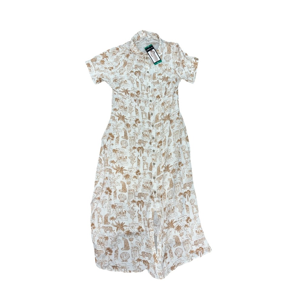 NWT Women's Tan O'NEILL Sundress Beach Button Front Dress Size XL
